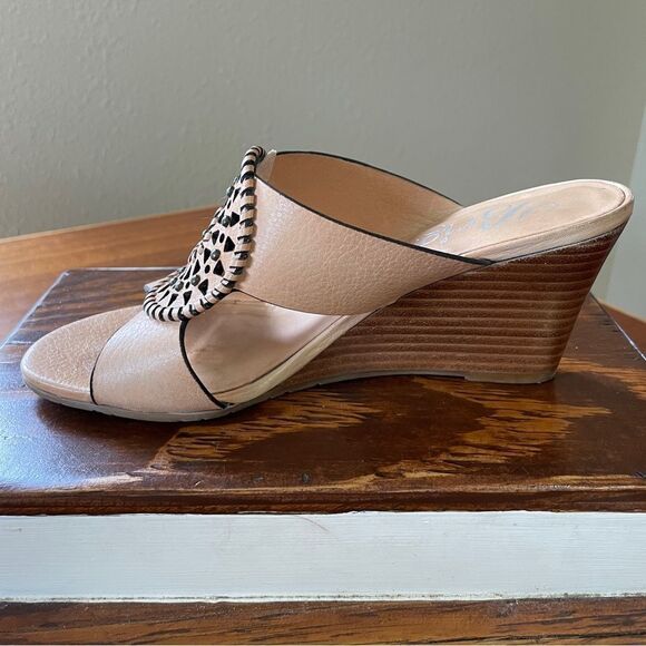 Brighton Rive Wedge Sandals Lasercut Natural Beige Tan Women's Size 6.5 - Picture 3 of 13